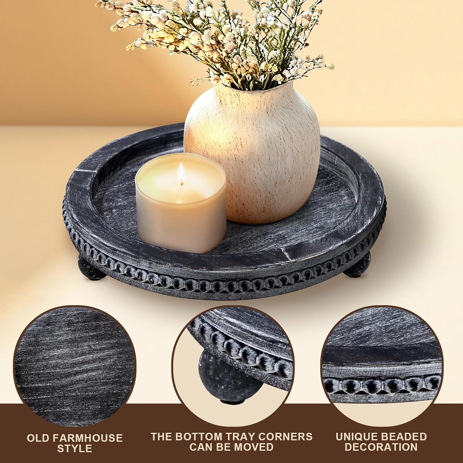Farmhouse Small Decorative Trays / Retro Black