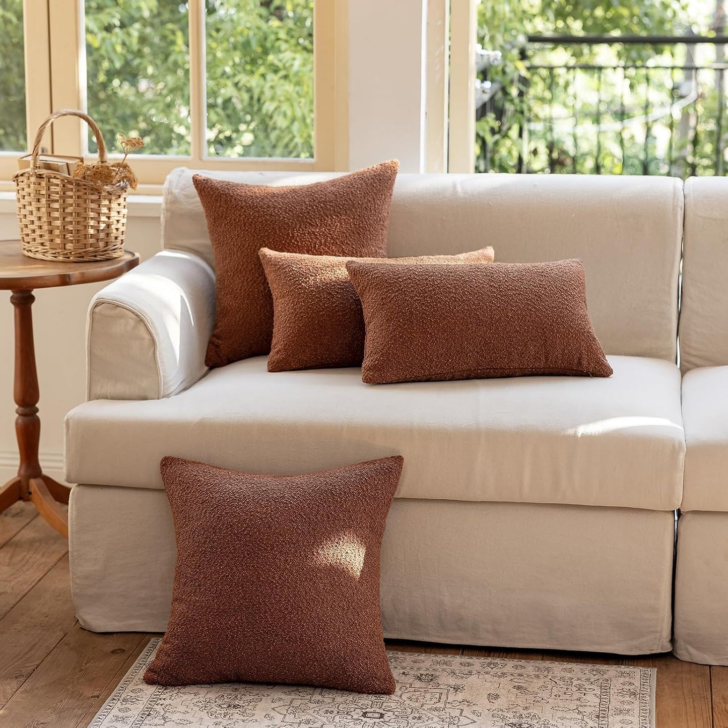 Decorative Throw Pillow Covers / Tobacco Brown / 18 x 18 / Set of 2