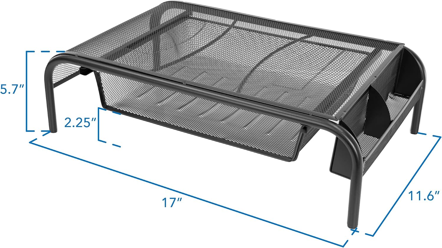 Mount-It! Metal Mesh Monitor Stand with Drawer, Ergonomic Desk Organizer and Riser for Monitors and Laptops, Desktop