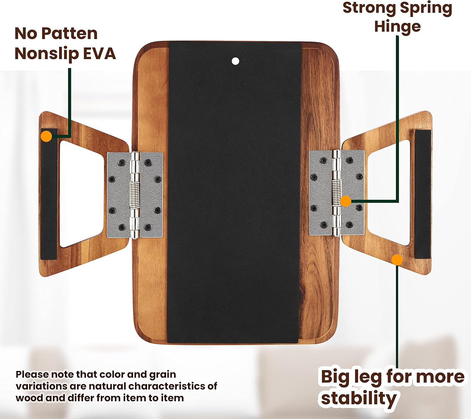 Wood Sofa Armrest Tray / Acacia / 13.8 x 9.5 x 1