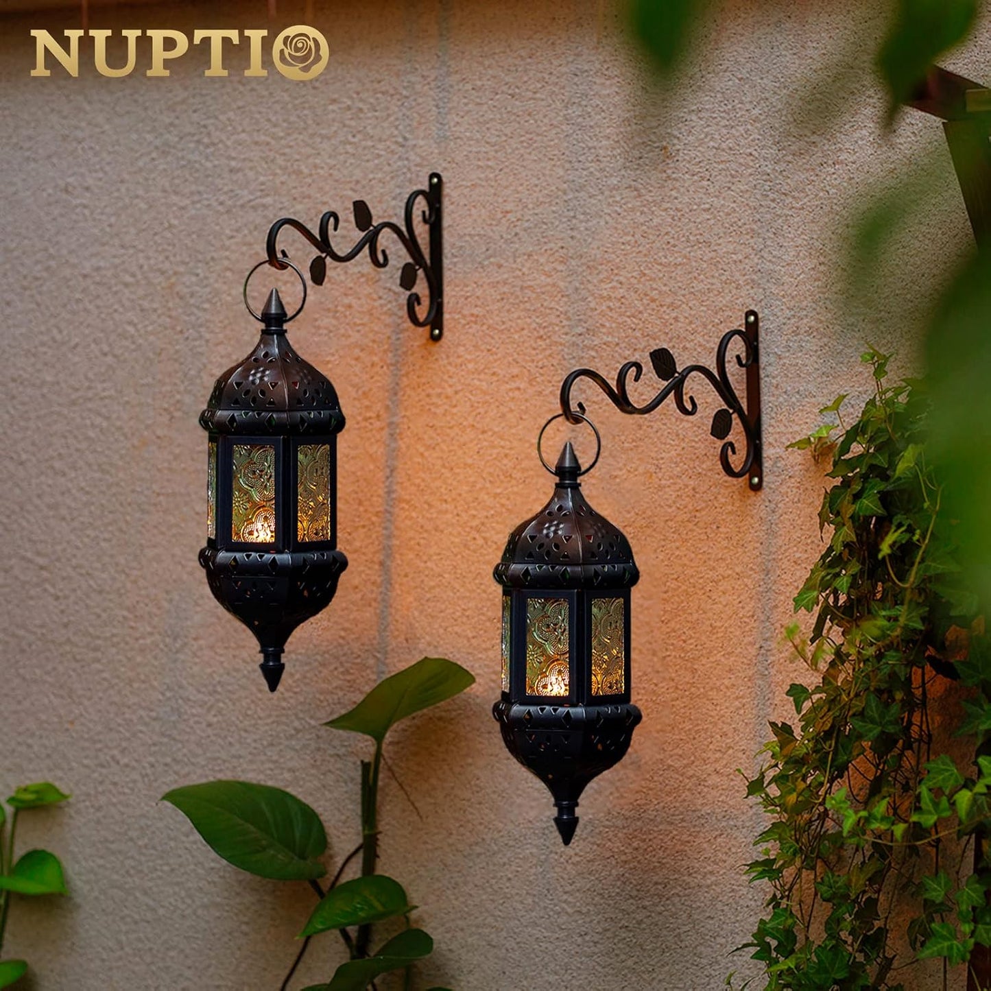 2 Pcs Hanging Candle Lantern Moroccan Chandelier Retro Candle Holder Moroccan Vintage Metal Hollow Wedding Hanging