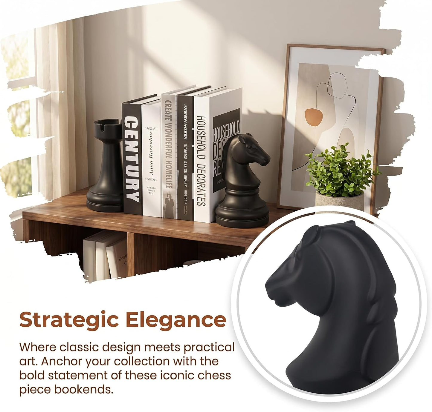 Unique Bookends Decor / Black