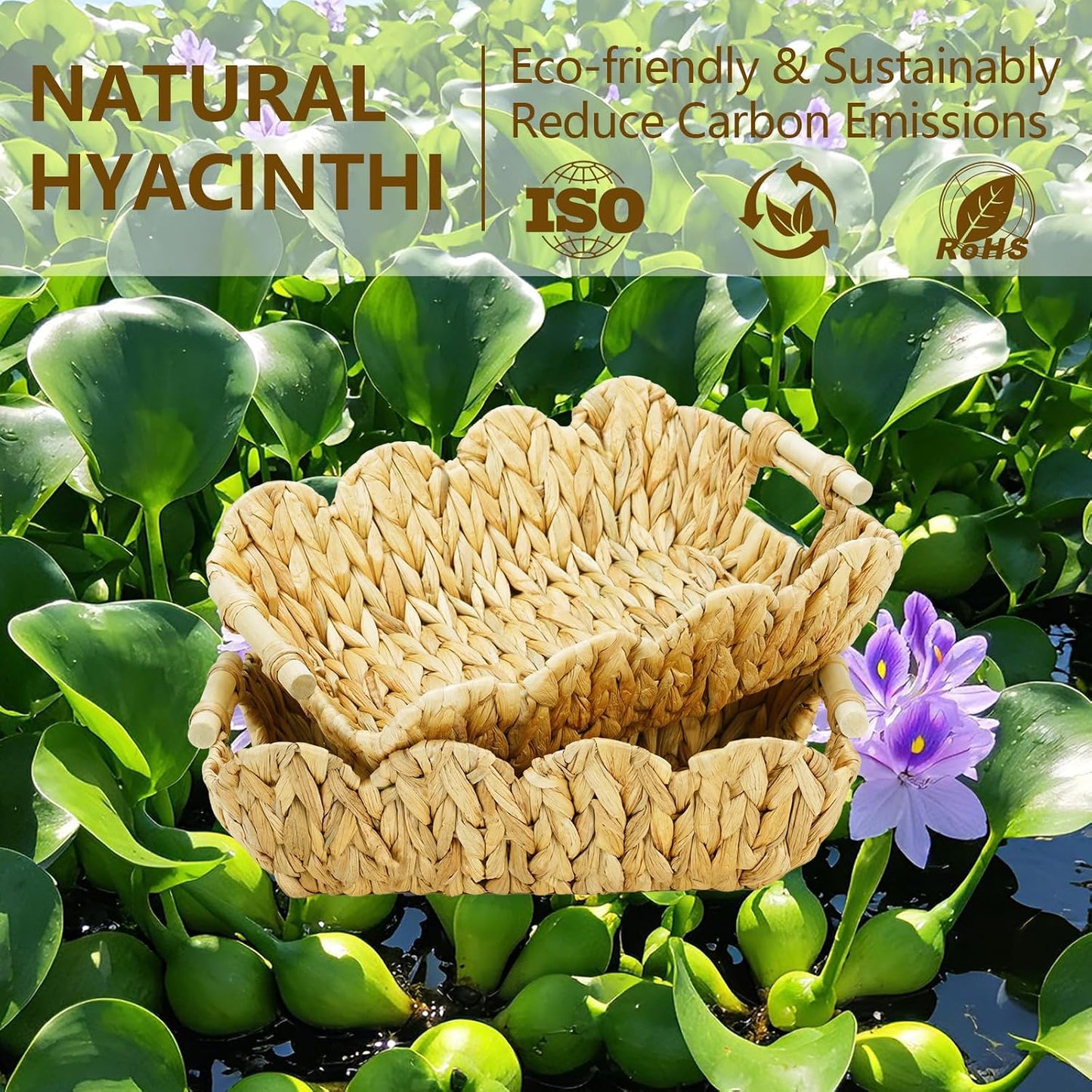 Hand-Woven Rattan Baskets / Oval / Natural / Set of 2