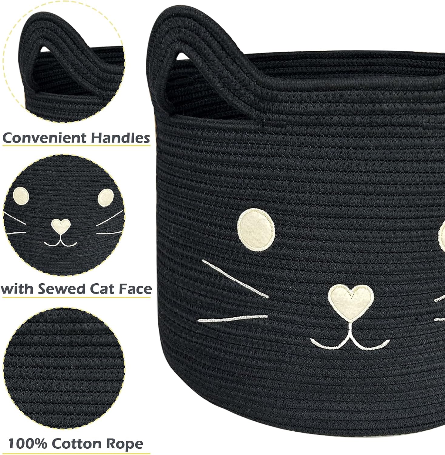 Gift Basket / Large Cat Toy Basket / Black / Black Cat
