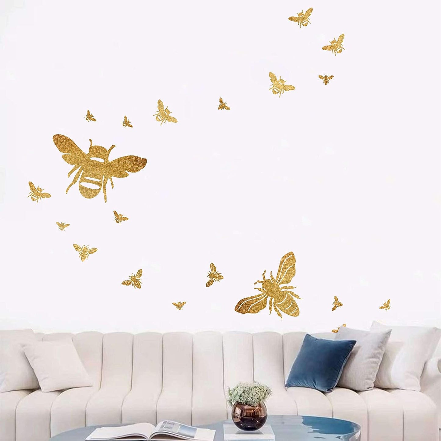 Bee Wall Decals Honey Bees Wall Decor Bee Stickers Honey Bees Decals Honeycomb Walls Decal / Gold
