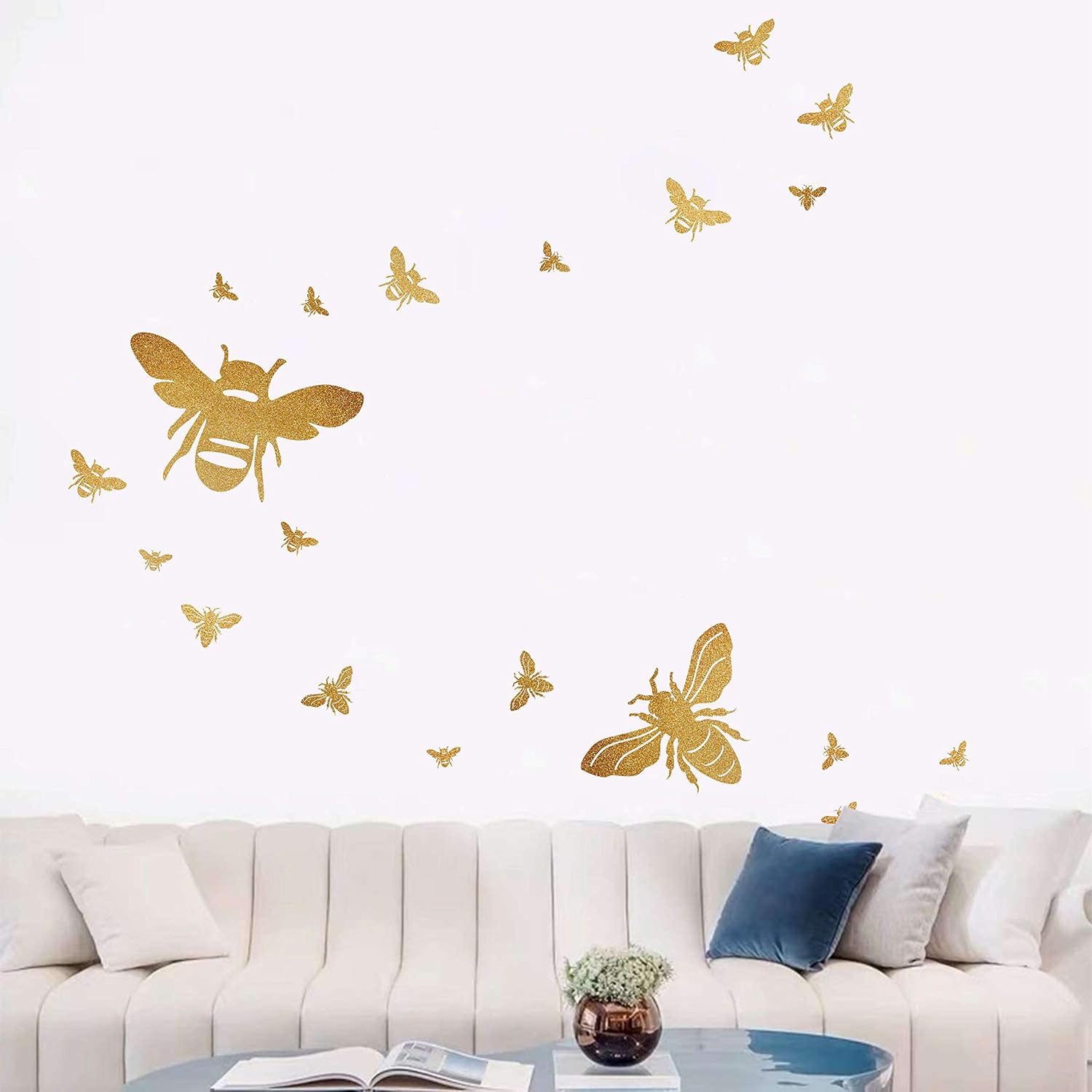 Bee Wall Decals Honey Bees Wall Decor Bee Stickers Honey Bees Decals Honeycomb Walls Decal / Gold