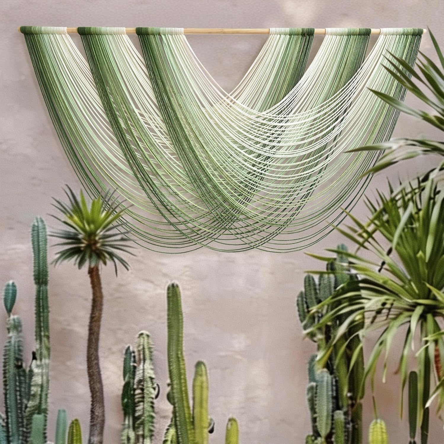 Macrame Wall Hanging Large Dip Dyed Boho Green Wall Art Decor 57"W*31"L