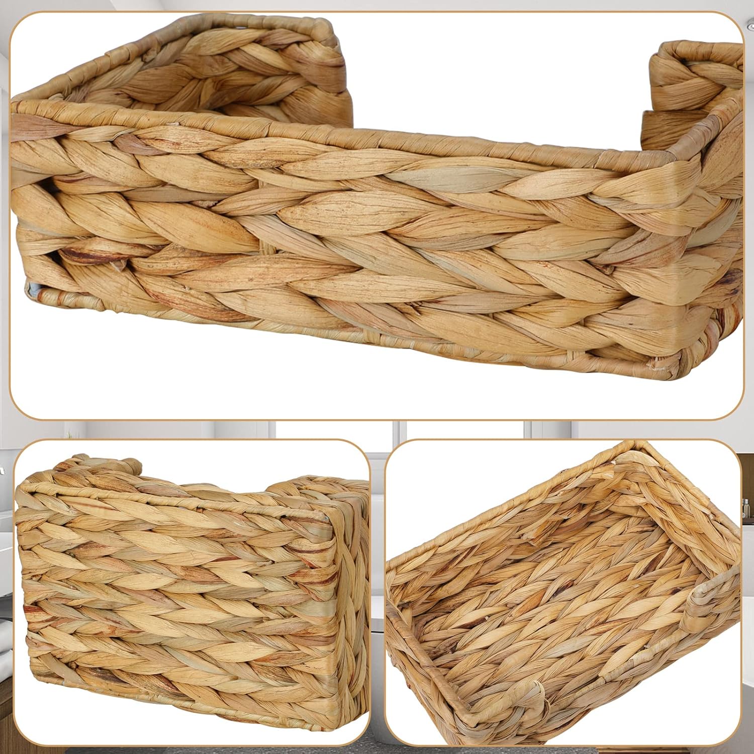Disposable Guest Towel Napkin Basket Rectangular Napkin / Water Hyacinth / L9.4" x W5.35" x H2.8