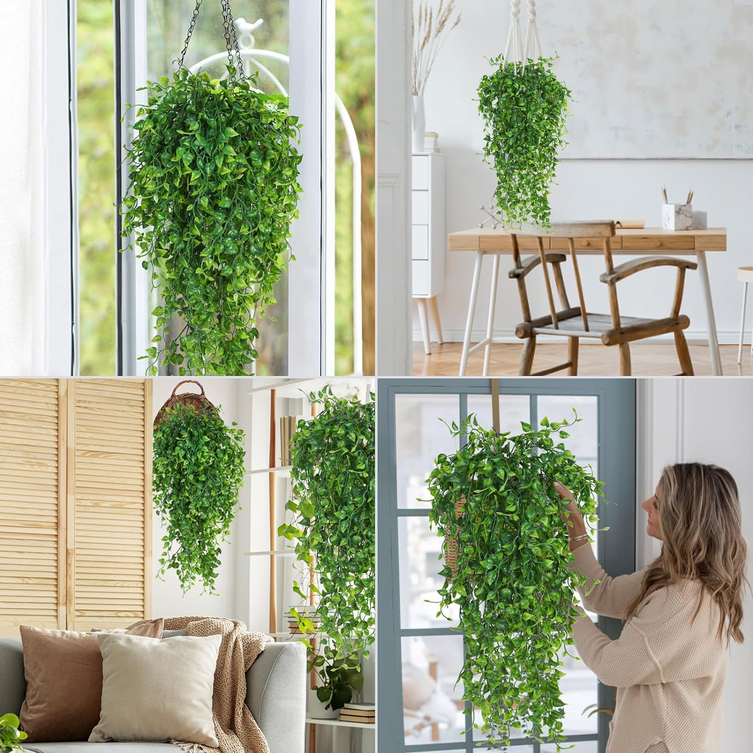 Artificial Fake Wall Plant Faux Eucalyptus Leaves Ivy Swag UV / Hanging Plants / 33 Inch / Set of 4
