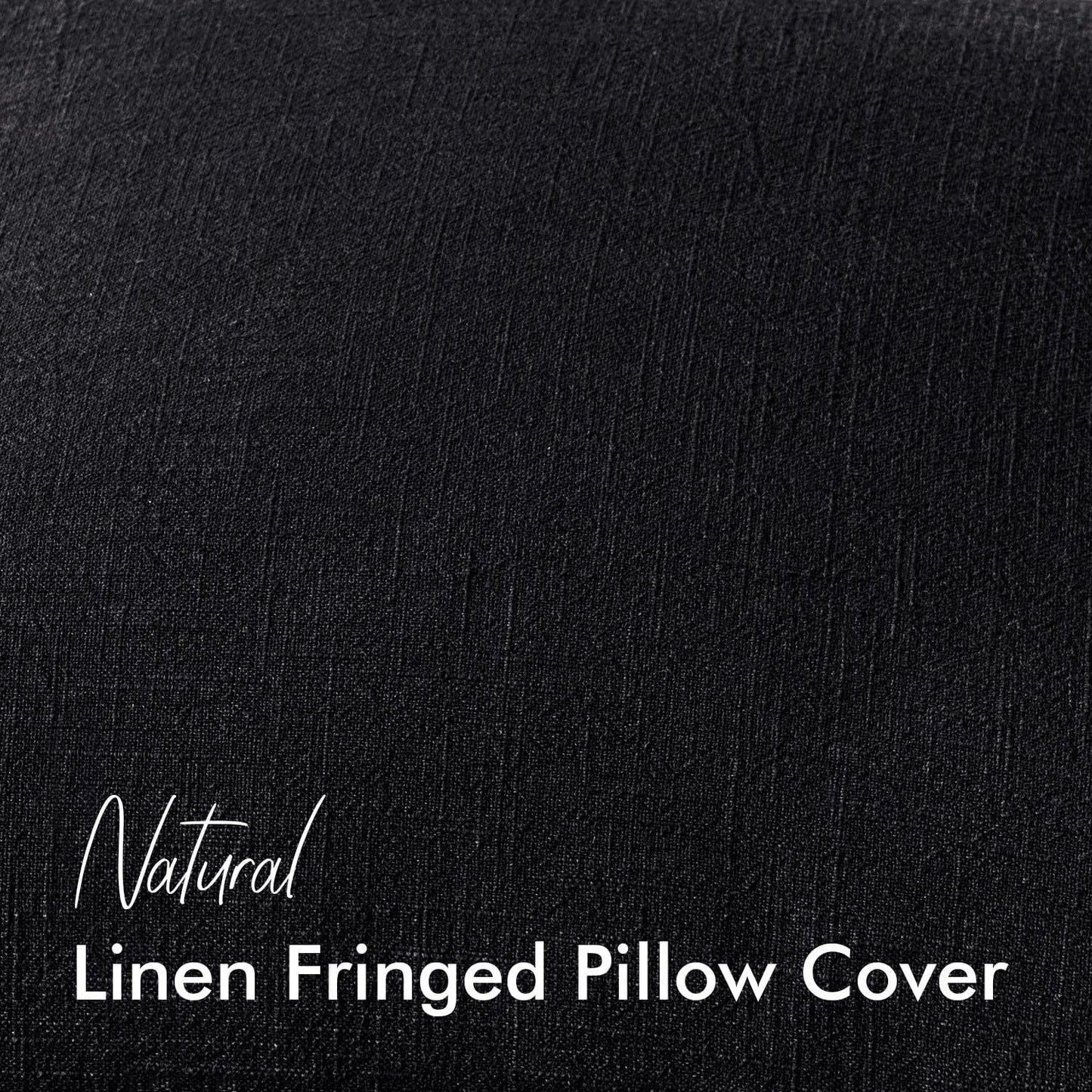 Decorative Linen Fringe Throw Pillow Covers Boho Farmhouse Soft Cushion / 20 x 20 / Black / Set of 2