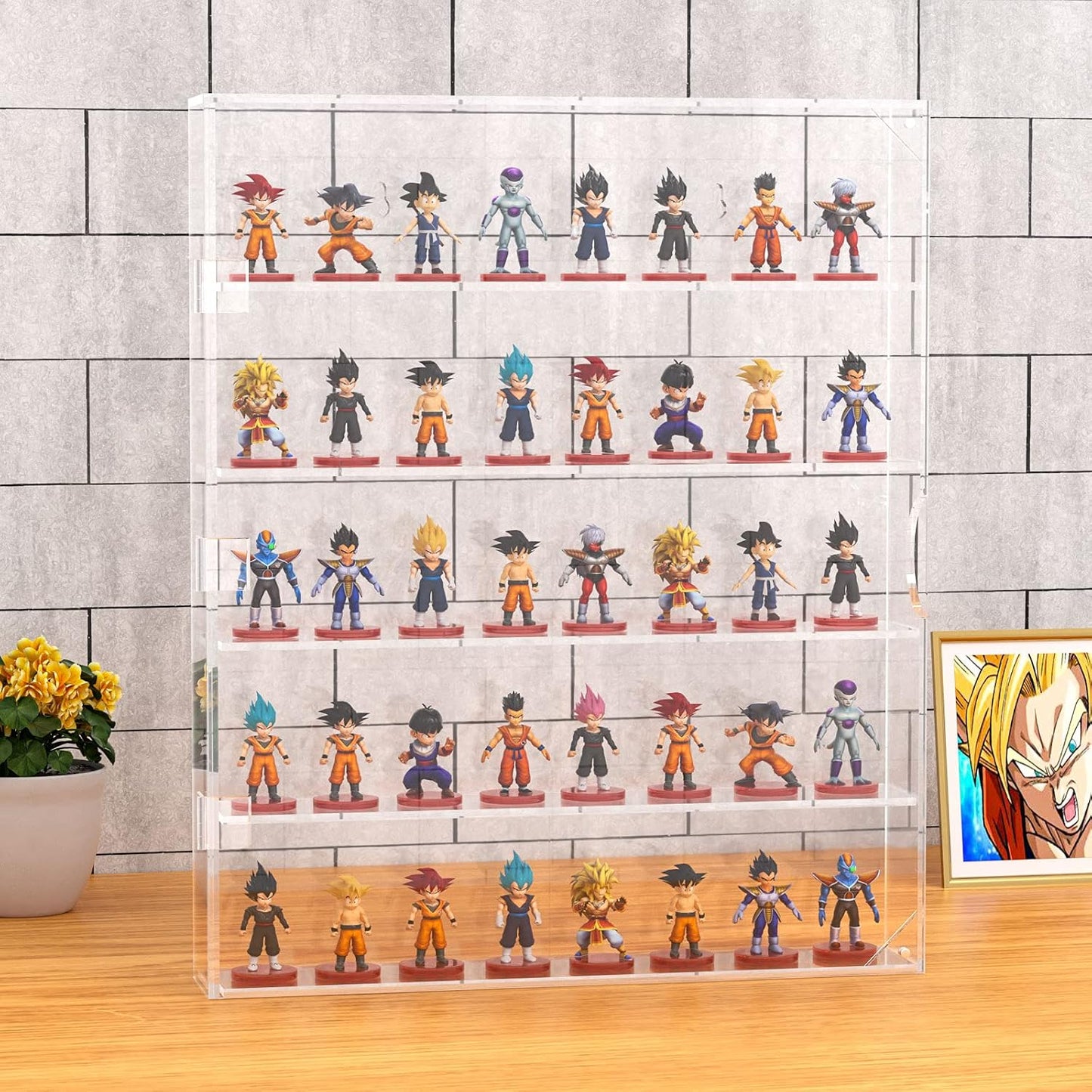 AITEE 5 Tiers Acrylic Display Case for Mini Funko Pop on Wall or Desktop | 15.7"Lx3.4"Wx20"H, dustproof, 5 tiers, wall