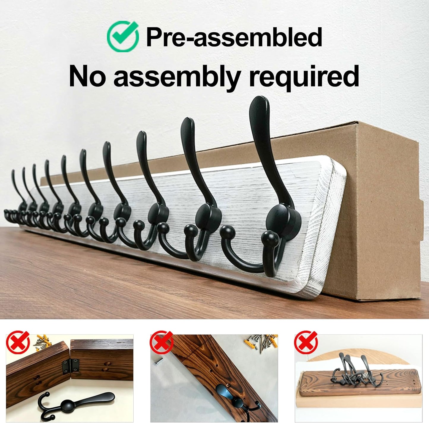 WEBI Coat Rack Wall Mount,38 9/16" Long,10 Hooks,Large Coat Hooks Wall Mounted,Coat Hanger Wall,Farmhouse Wood Hook