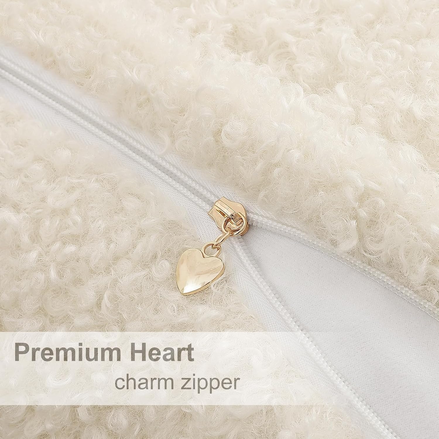 Faux Fur Decorative Sherpa Pillow Covers Fuzzy Accent Soft / Cream / 18 x 18 / Set of 2