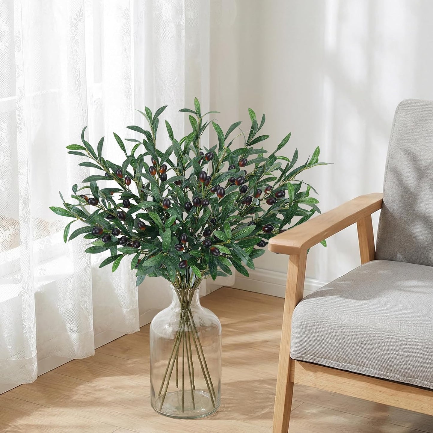 30" Faux Silk Leaves Fake Olive Tree Branches / Olive Branches / Set of 8