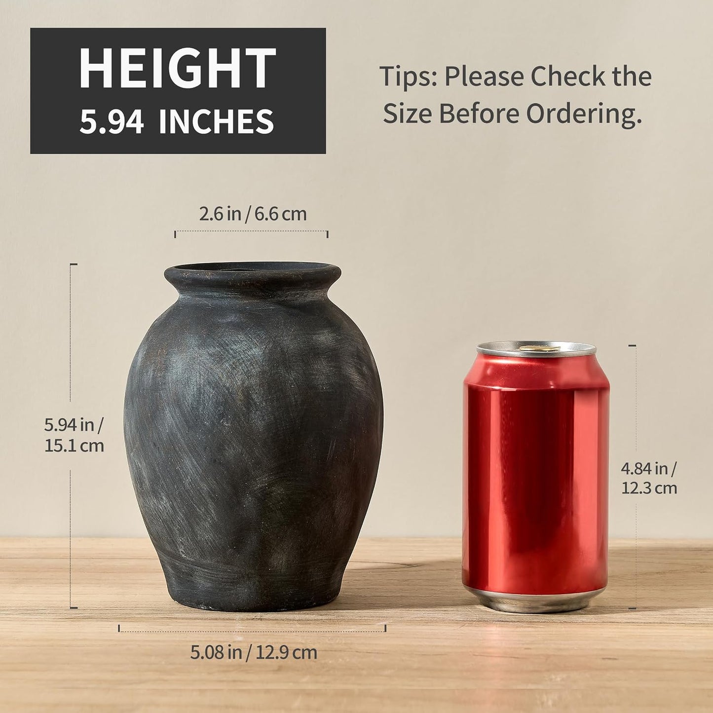 5.94" Ceramic Vase / Black Bronze- 5.94