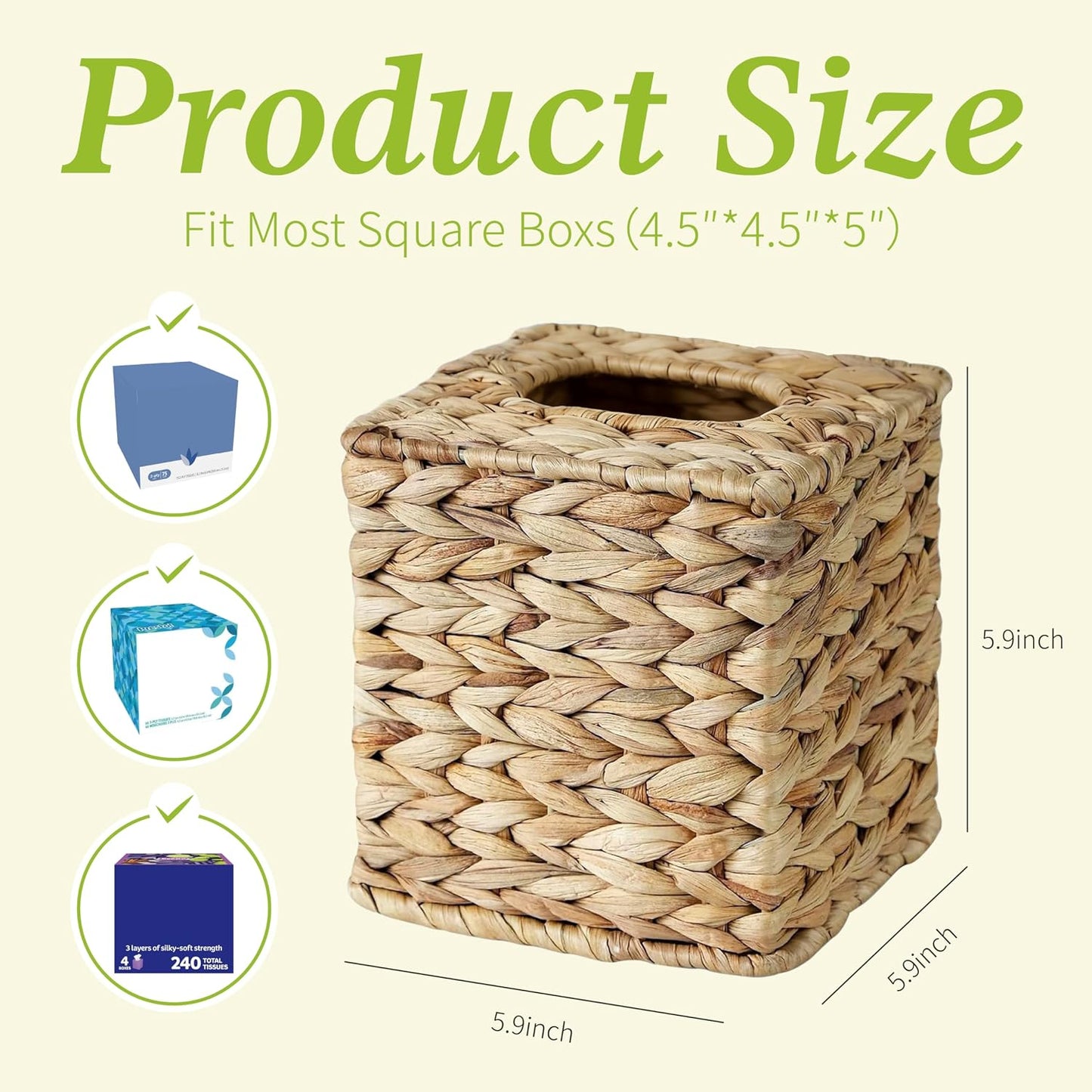 Handmade Wicker Napkin Box Holder / Natural