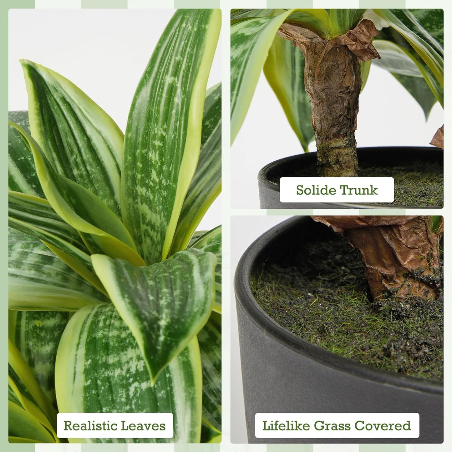 Fake Snake Plant Small Potted Good Luck Plant Artificial Snake Plants Faux Mother in Law / 11 Inch