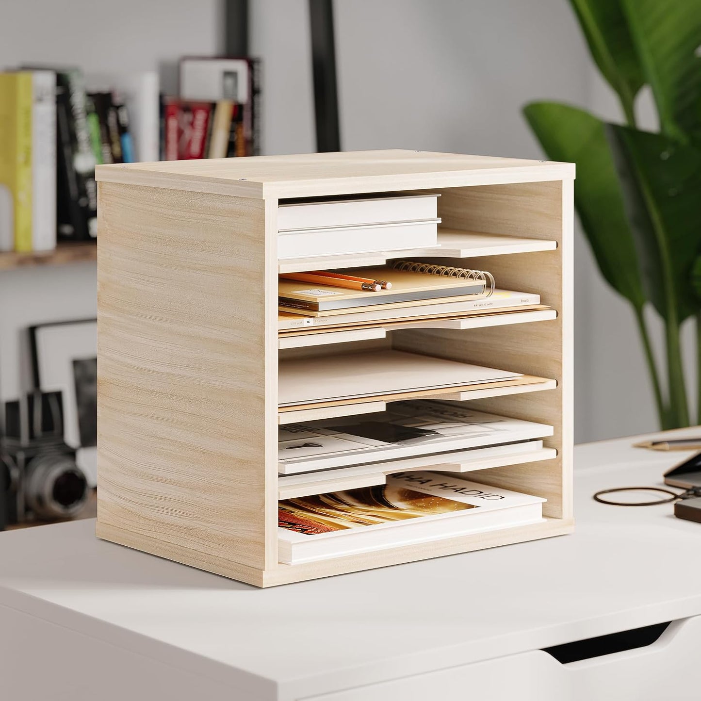 Ballucci 5-Tier File Organizer for Desk, Mail Sorter, Office Desk Organization, Paper Storage Organizers, Folder holder