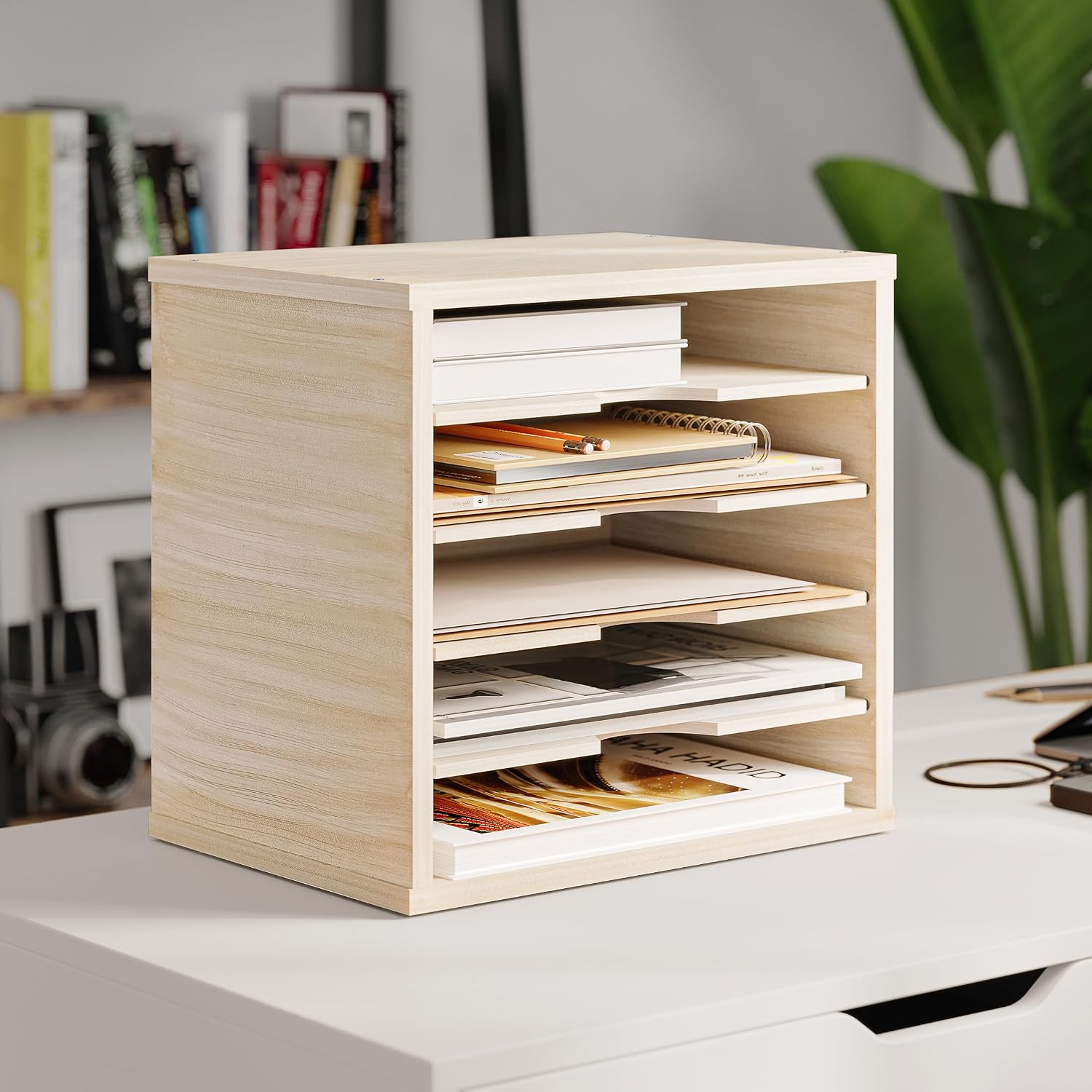Ballucci 5-Tier File Organizer for Desk, Mail Sorter, Office Desk Organization, Paper Storage Organizers, Folder holder