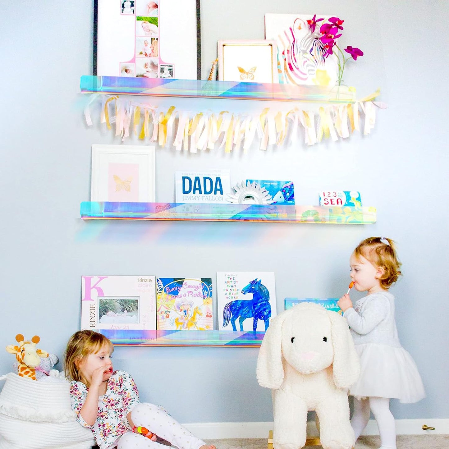 2 Packs 24 inches Iridescent Acrylic Shelves,Book Shelf for wall | Wall Mounted Display for Kids