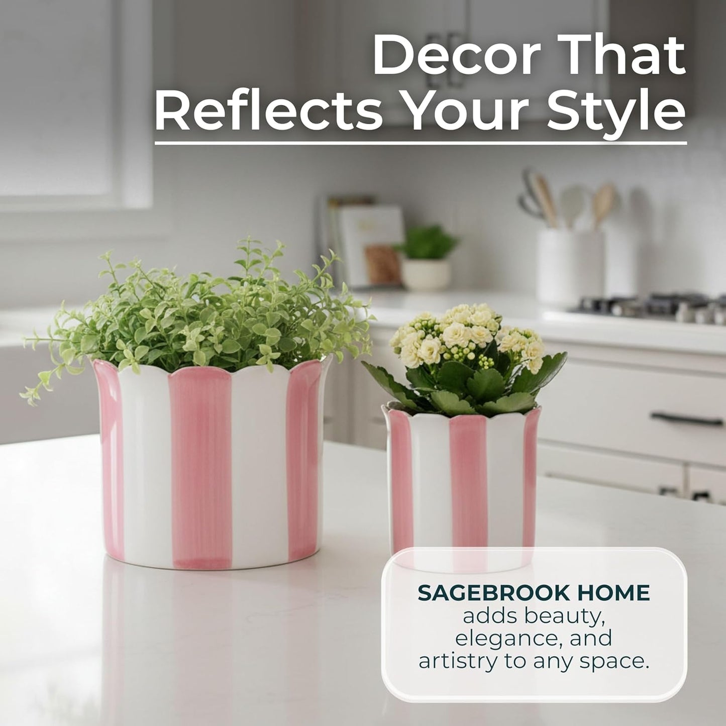 Ceramic Planters / Planter Pots for Greenery / 6 x 6 x 6 / and / Pink / Set of 2
