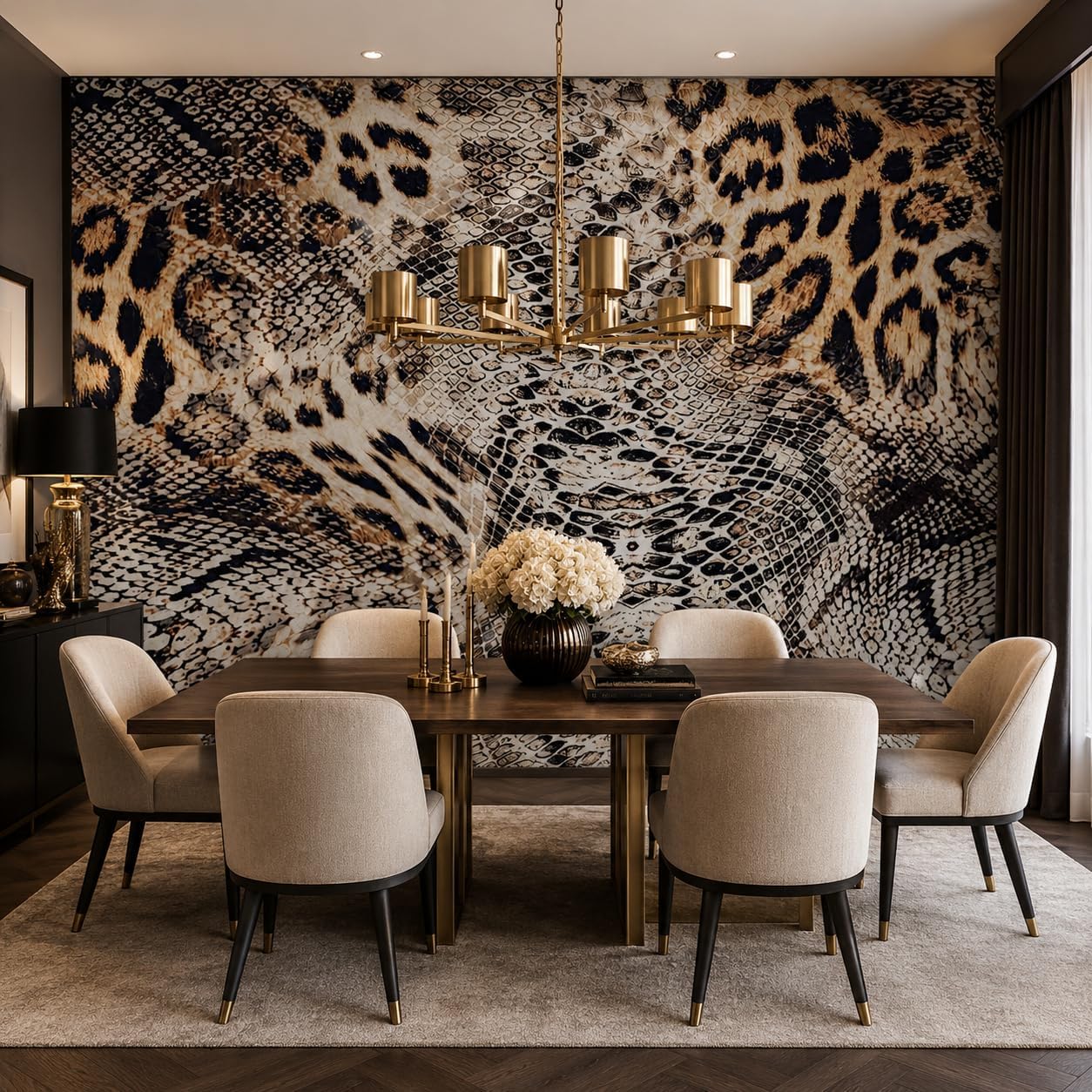 Print Wall Murals Peel and Stick " Large Canvas Cheetah Snake Wallpaper Self / 144 x 100 / Leopard