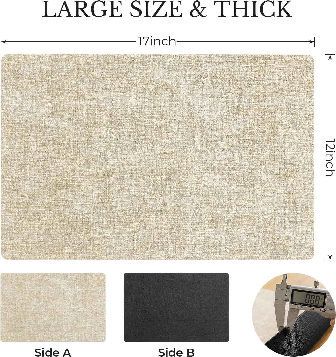 Romanstile Vinyl Placemats Set of 8, Reversible Faux Leather Heat Resistant Wipeable Table Mats, Waterproof Washable