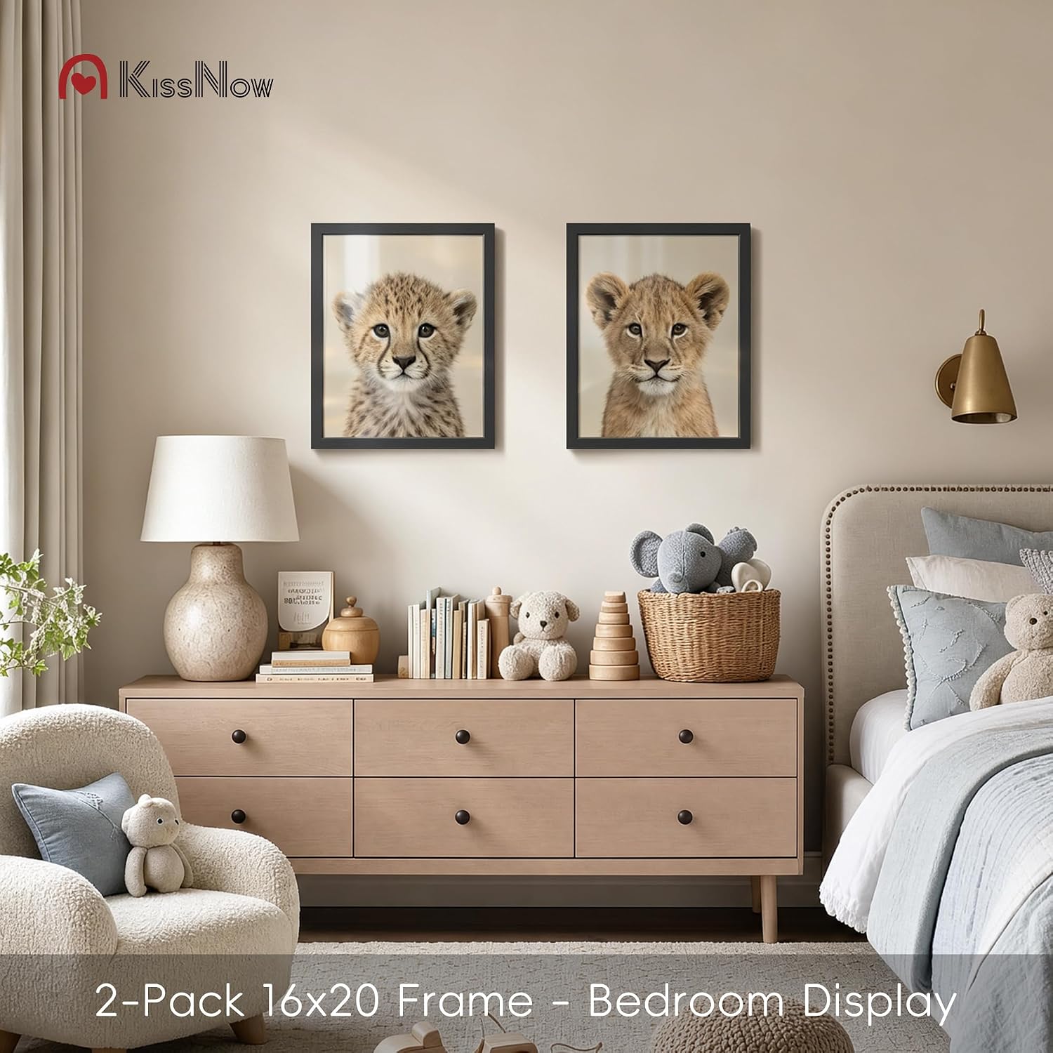 16x20 Picture Frame, Black Solid Wood, 2 Pack, Wall Hanging for Art | Thick & Wide Border, HD Plexiglass, Horizontal or