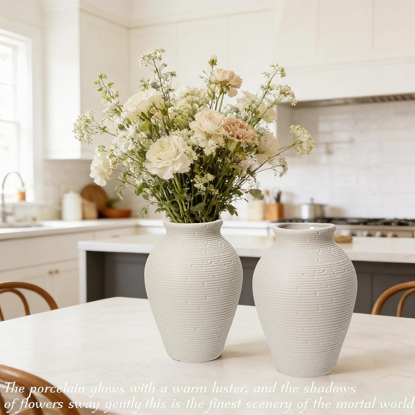 Ceramic Flower Vases / 8.1 Inch / Set of 2