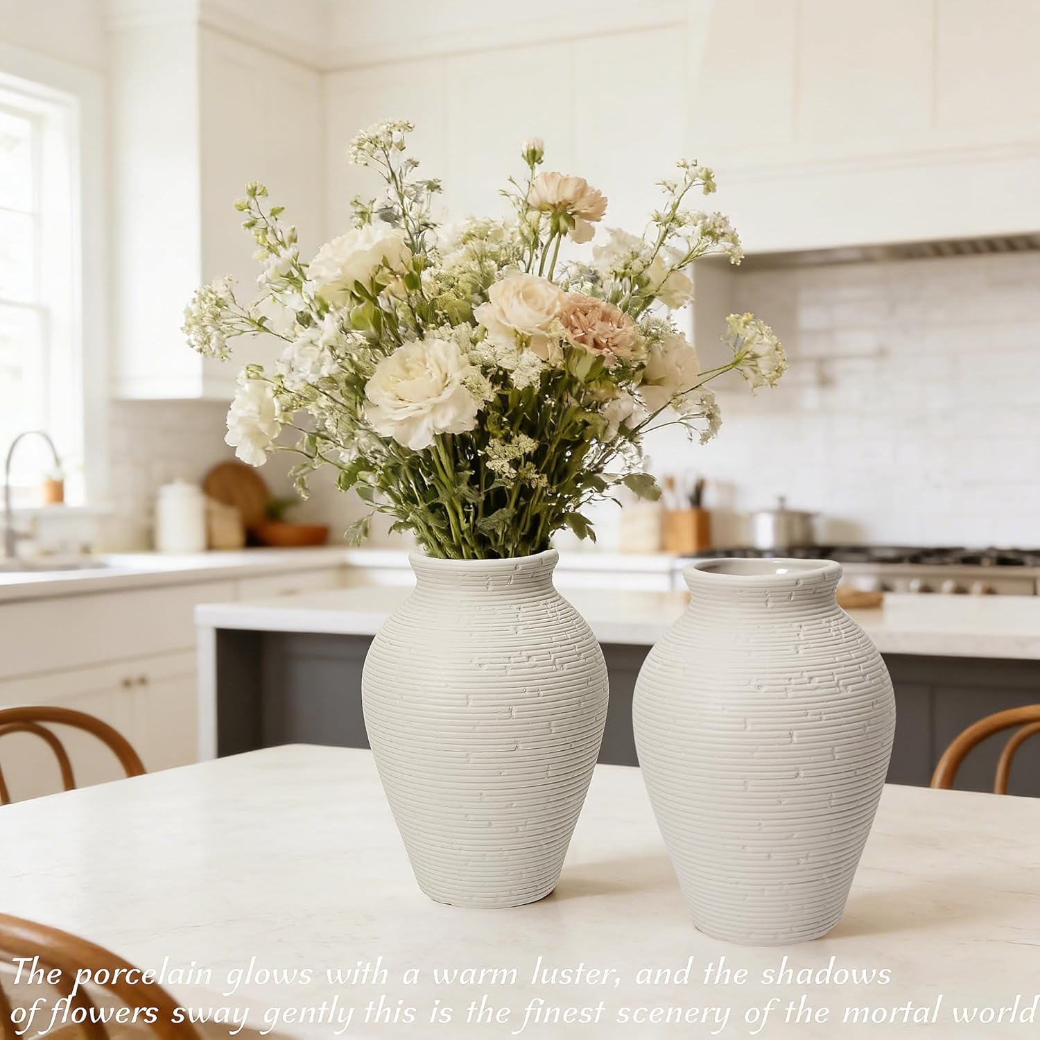 Ceramic Flower Vases / 8.1 Inch / Set of 2