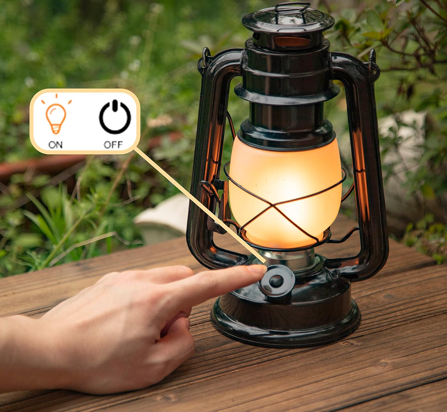 YAKii LED Vintage Flame Lantern Metal Outdoor Hanging Lantern with Dancing Flame Battery Operated Halloween Outdoor
