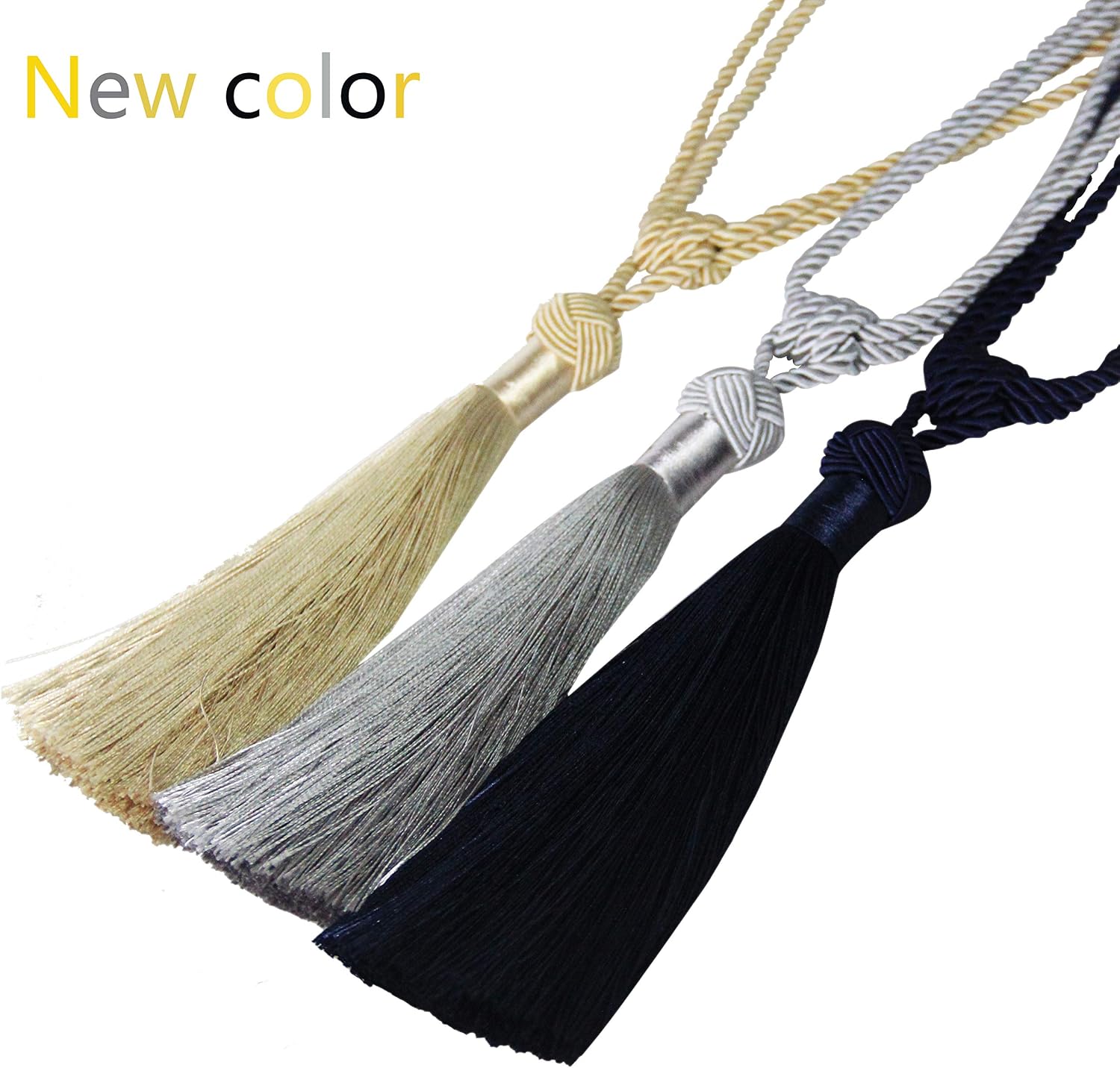 BEL AVENIR 4 Pack Curtain Tiebacks Hand-Woven Tassels Holdbacks | Navy, Elegant, Home Decorative Tassels Ties for