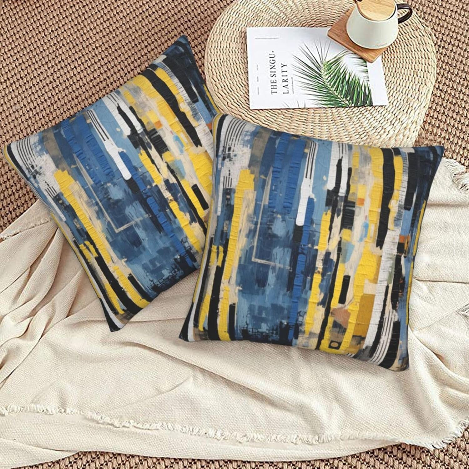 Throw Pillow Covers Pillow Cases Decoration Cushion Cover / Abstract Blue White / 18 x 18 / Set of 2
