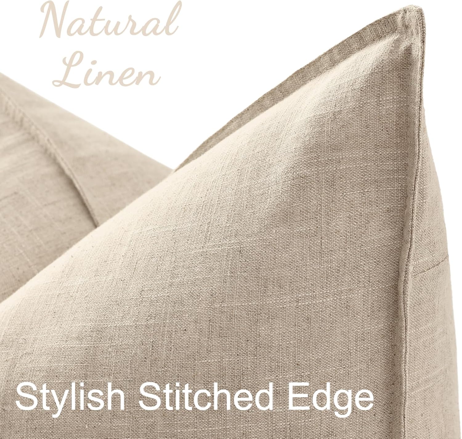 Fall Decorative Linen Throw Pillow Covers Pillow Covers / Natural Beige / 18 x 18 / Set of 2