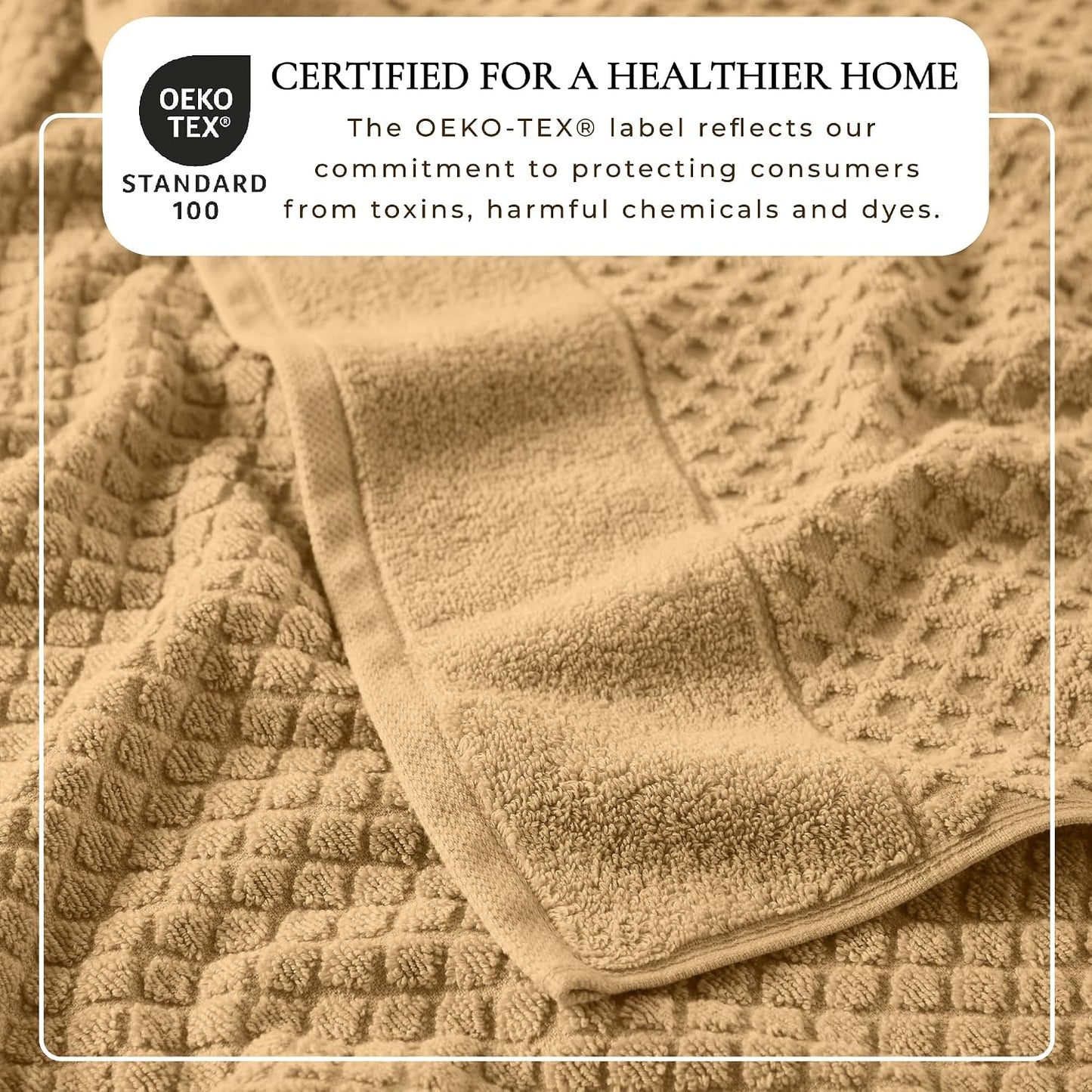Great Bay Home Bath Towels - 100% Cotton 6 Piece Towel Set - Diamond Waffle Weave - Absorbent, Durable, Quick-Dry