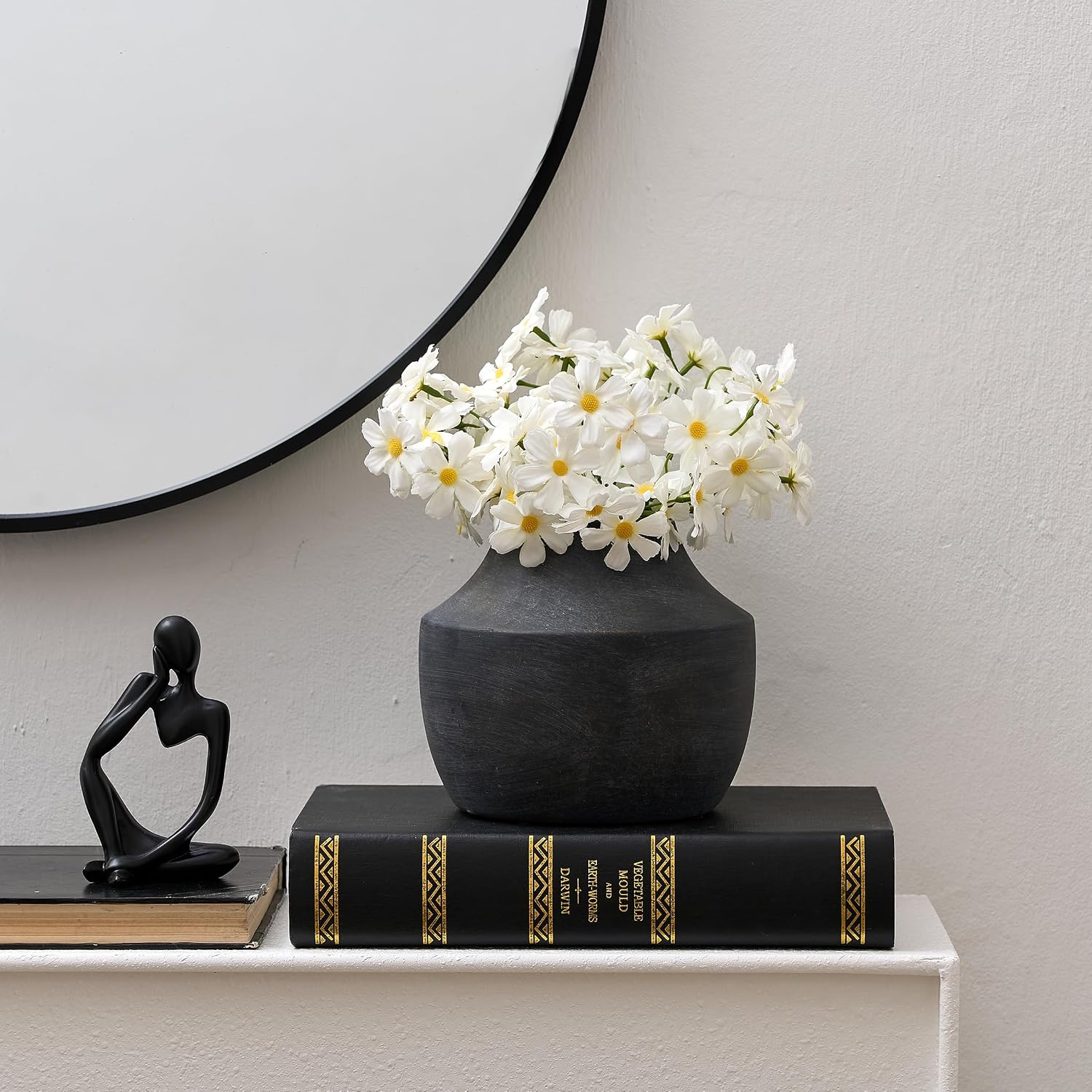Pottery Farmhouse Rustic Vase / 106-black Bronze / 5.39 Inch