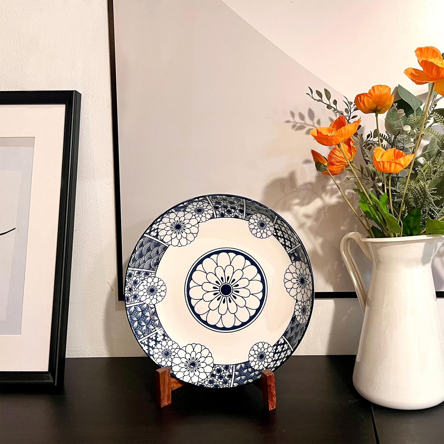 Rustic Solid Wood Tabletop Saucer Rack / 7 INCH