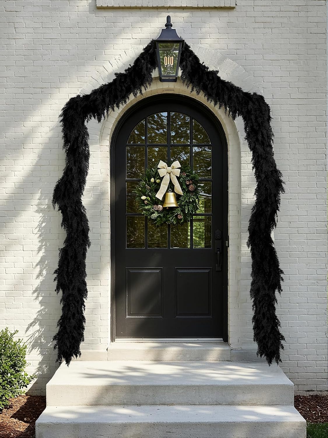 9 FT Halloween Cedar Garland, Black Real Touch Soft Christmas Decorations | Realistic Thick Full Lush Artificial