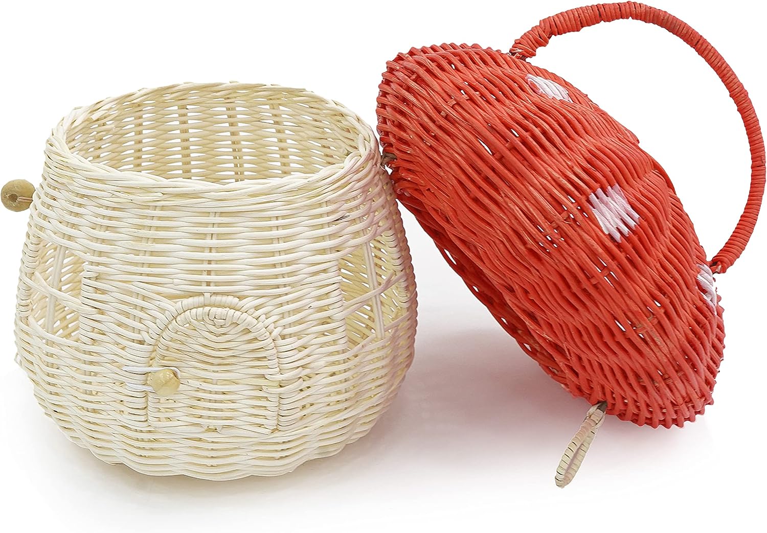 lid Shelves- Rattan Mushroom Newborn Photography Props in Tent / Red / Medium