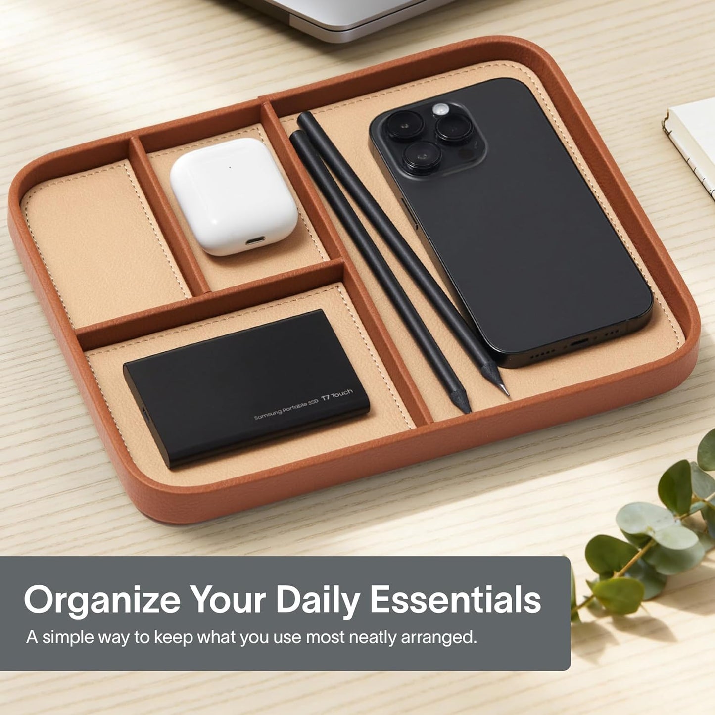 Nordik Leather Valet Tray / Sand Brown / 9.5 x 7.9