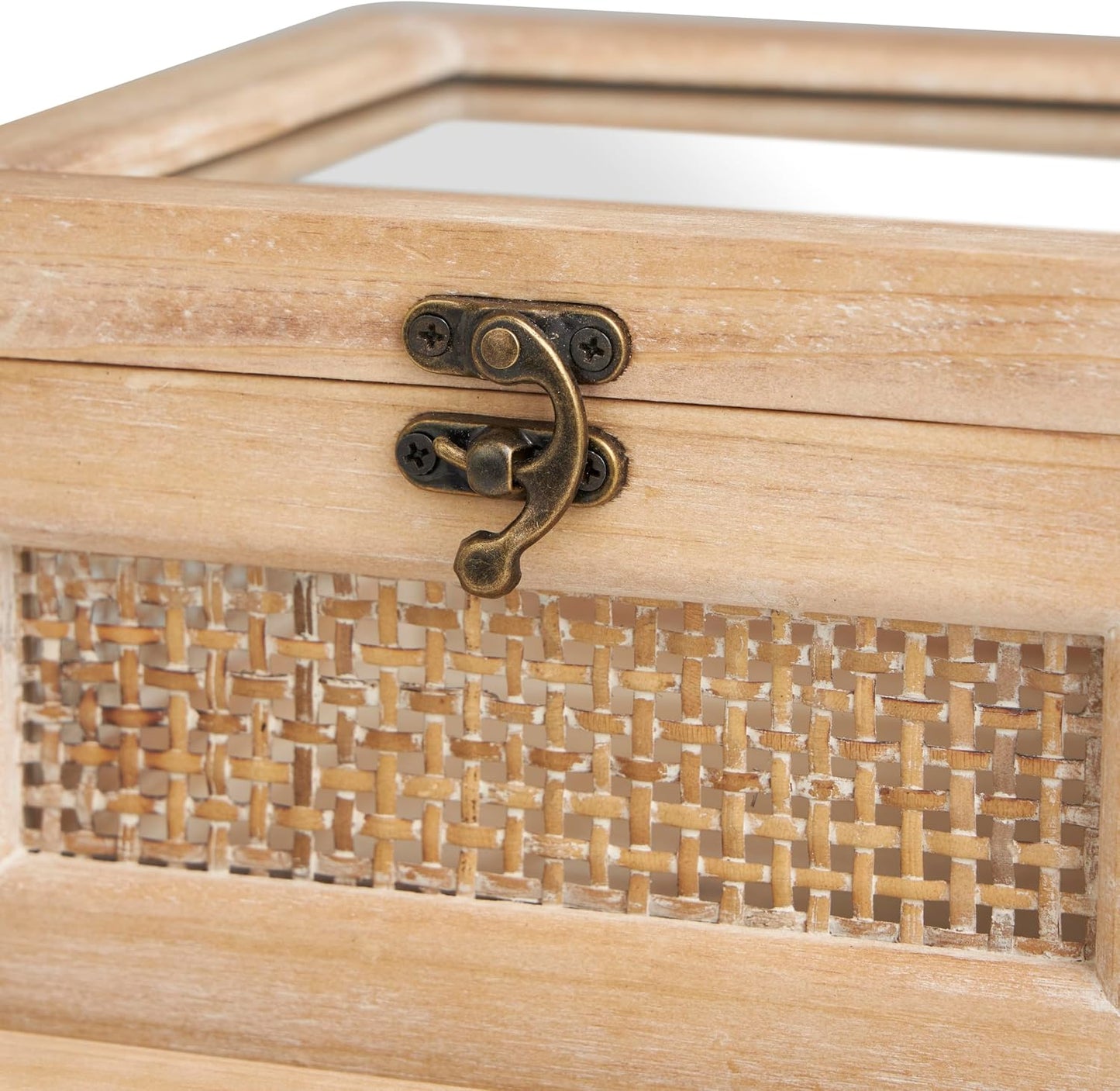 Rattan Side Panels and Hook Closures / 9", 7"W / Bronze