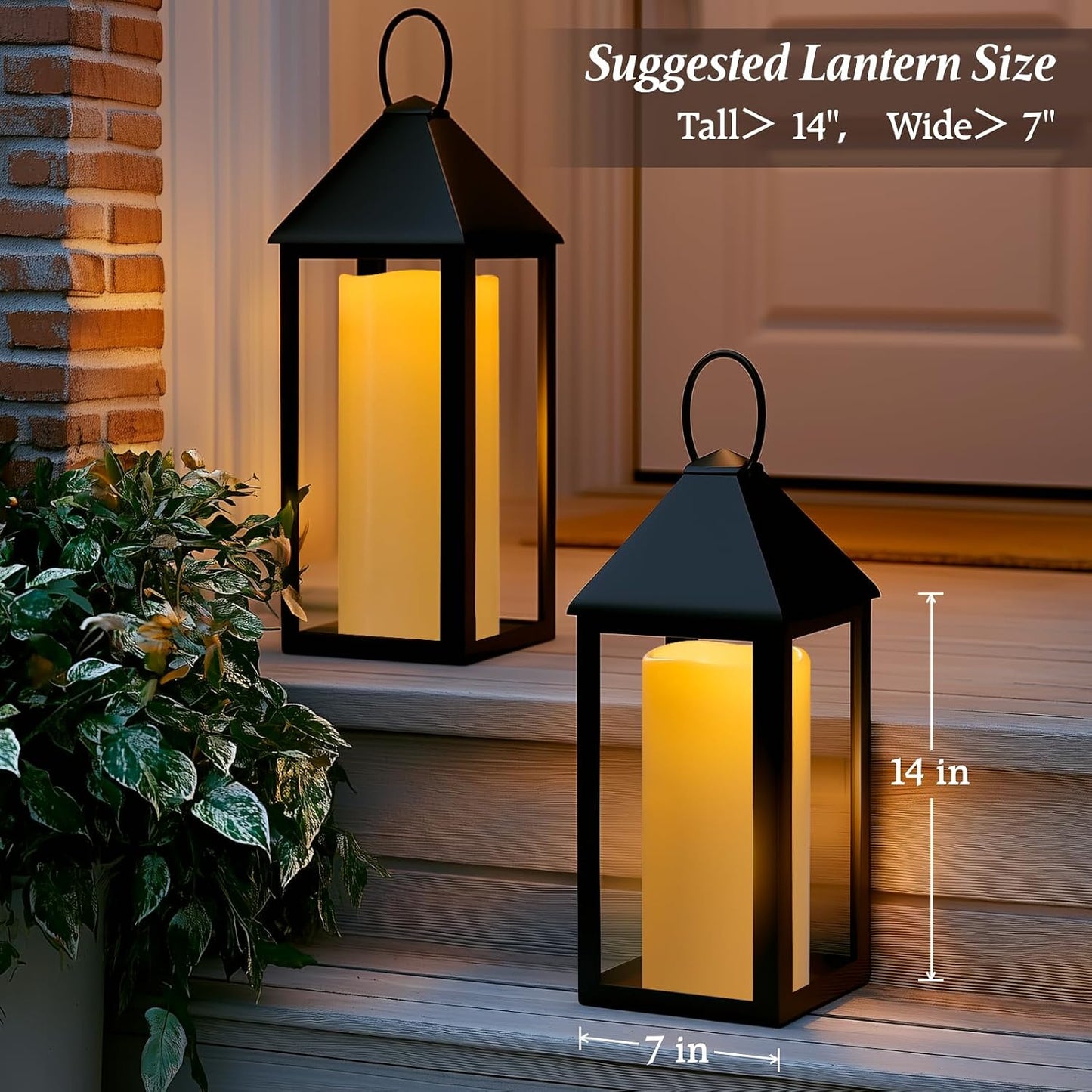 12" x 5" Ivory Large Waterproof Outdoor Flameless Candles Battery Operated LED Flickering Pillar Candles with Remote