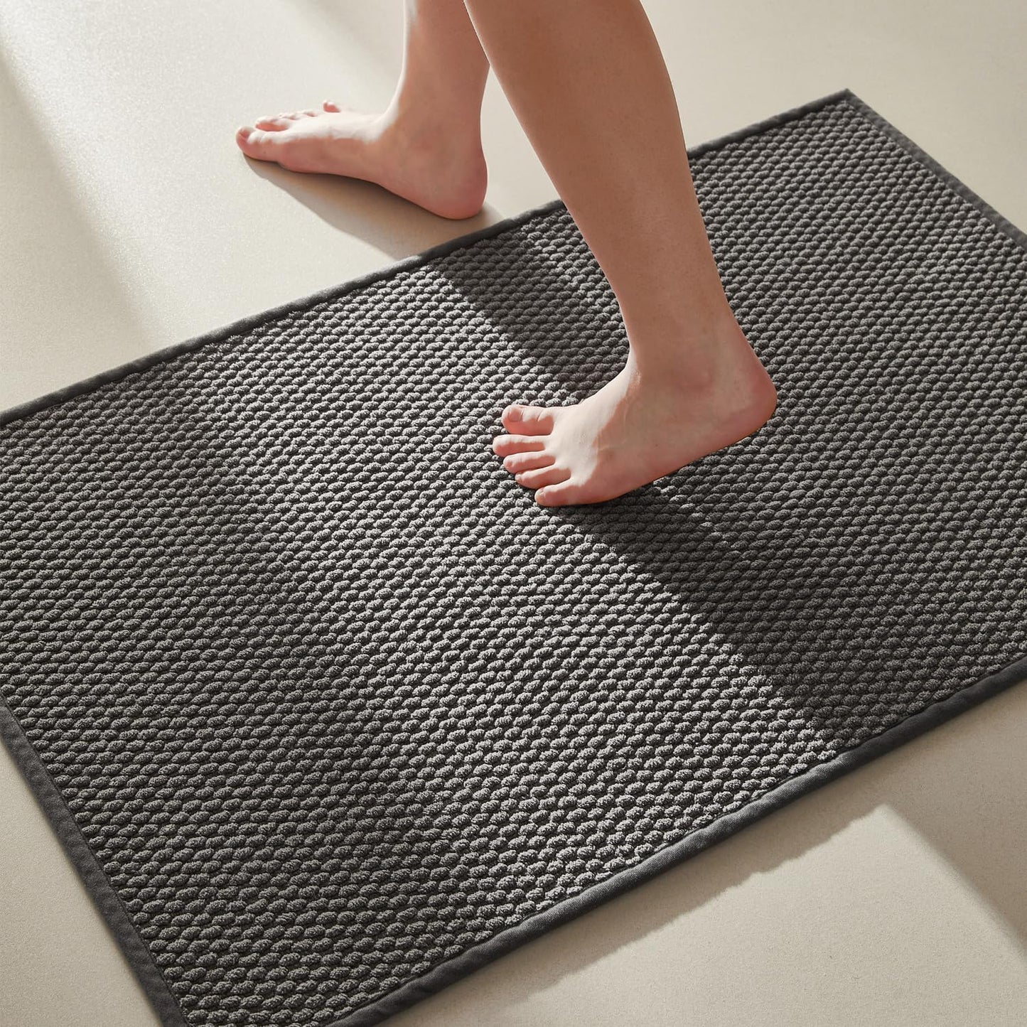 MIULEE Set of 2 Waffle Bathroom Rugs Boho Bath Mat Chocolate 17x24 Inch