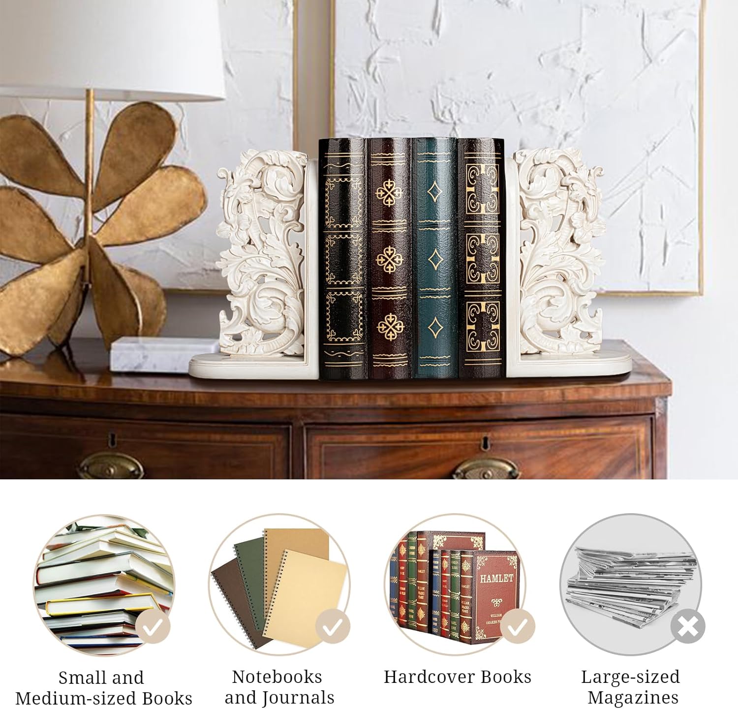 Vintage Heavy Duty Bookends / Off-white