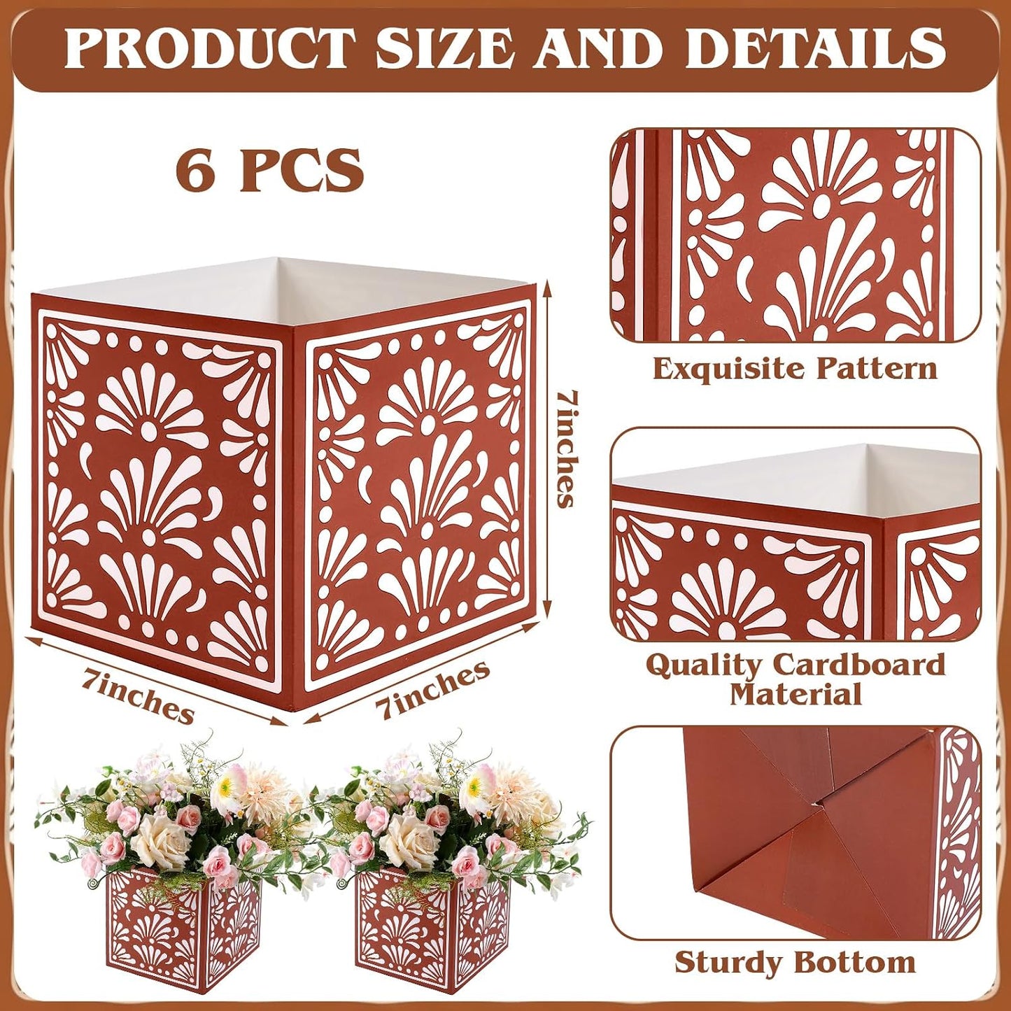 Platos De Barro Mexican Flower Boxes Mexicanos Cielito Lindo Party Centerpiece Decoration / Set of 6