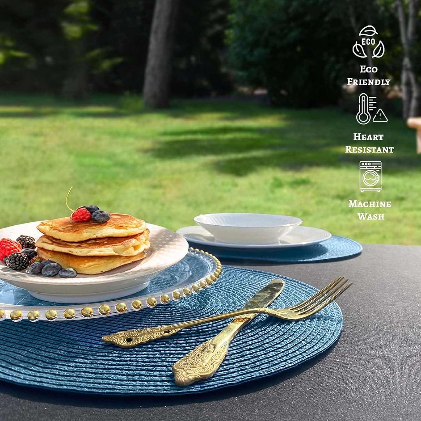 FunWheat Oval Braided Placemats Set of 8 Table Mats for Dining Tables Washable Heat Resistant Place Mats for Indoor