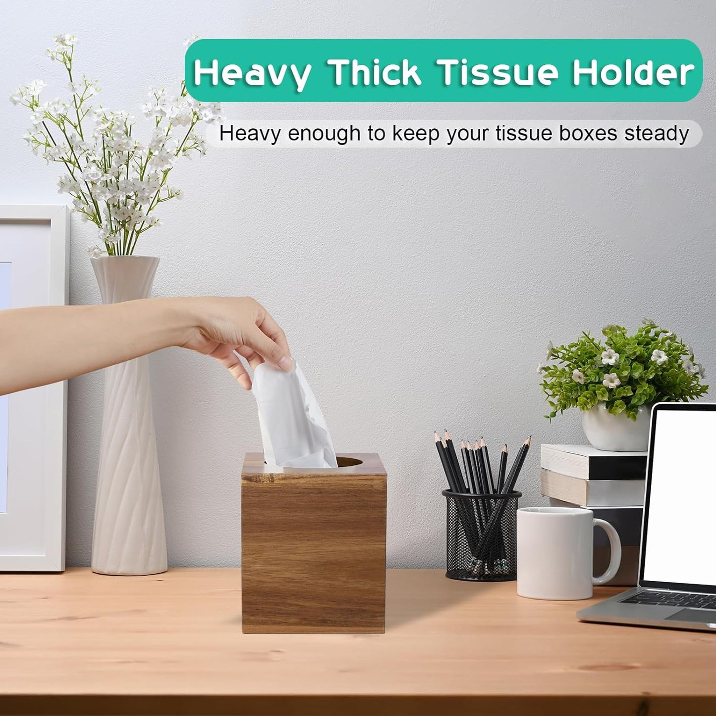 Tissue Box Cover / Square / Acacia Wood