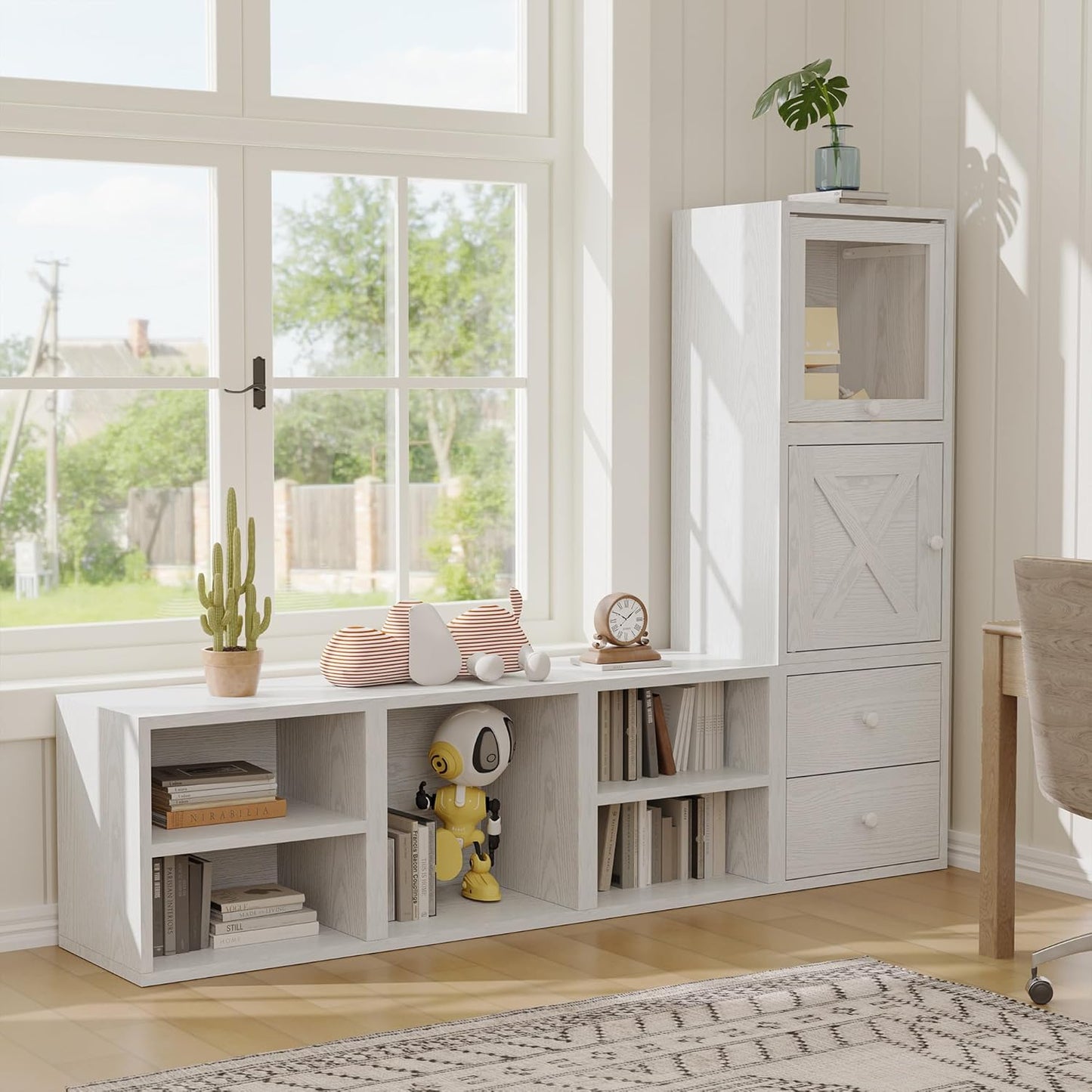 Magic DIY Cube Storage Organizer Stackable Cubes / Pure White-washed / 1 Layer Cube