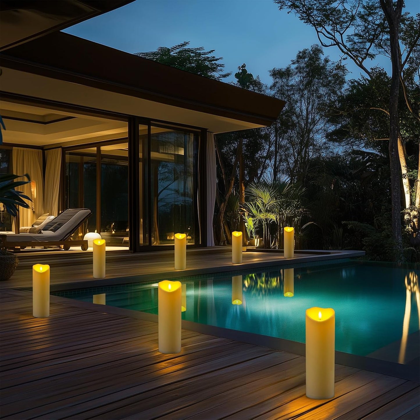 Homemory 4"x12" Outdoor Waterproof Flameless Candles with Timers and Remote Control, Battery Operated Candles, LED