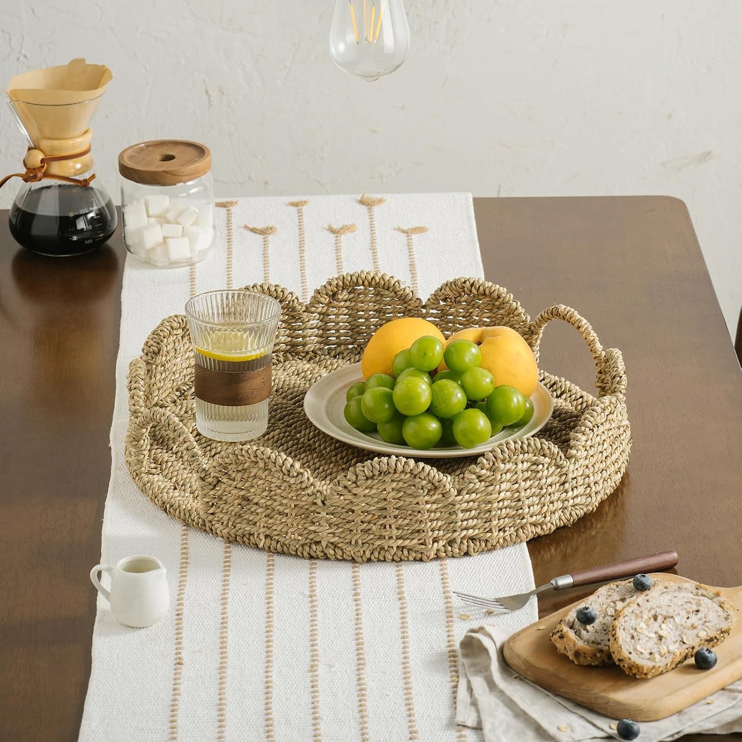 Wicker Tray / Round Wicker Basket / Seagrass-round / Set of 17